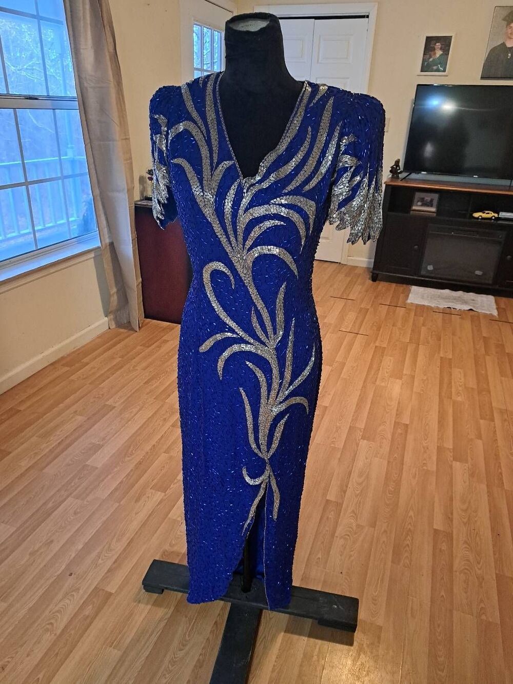 New Sz10 Nite Line Blue Silver Formal Evening Gown Wedding Prom Bridal Dress